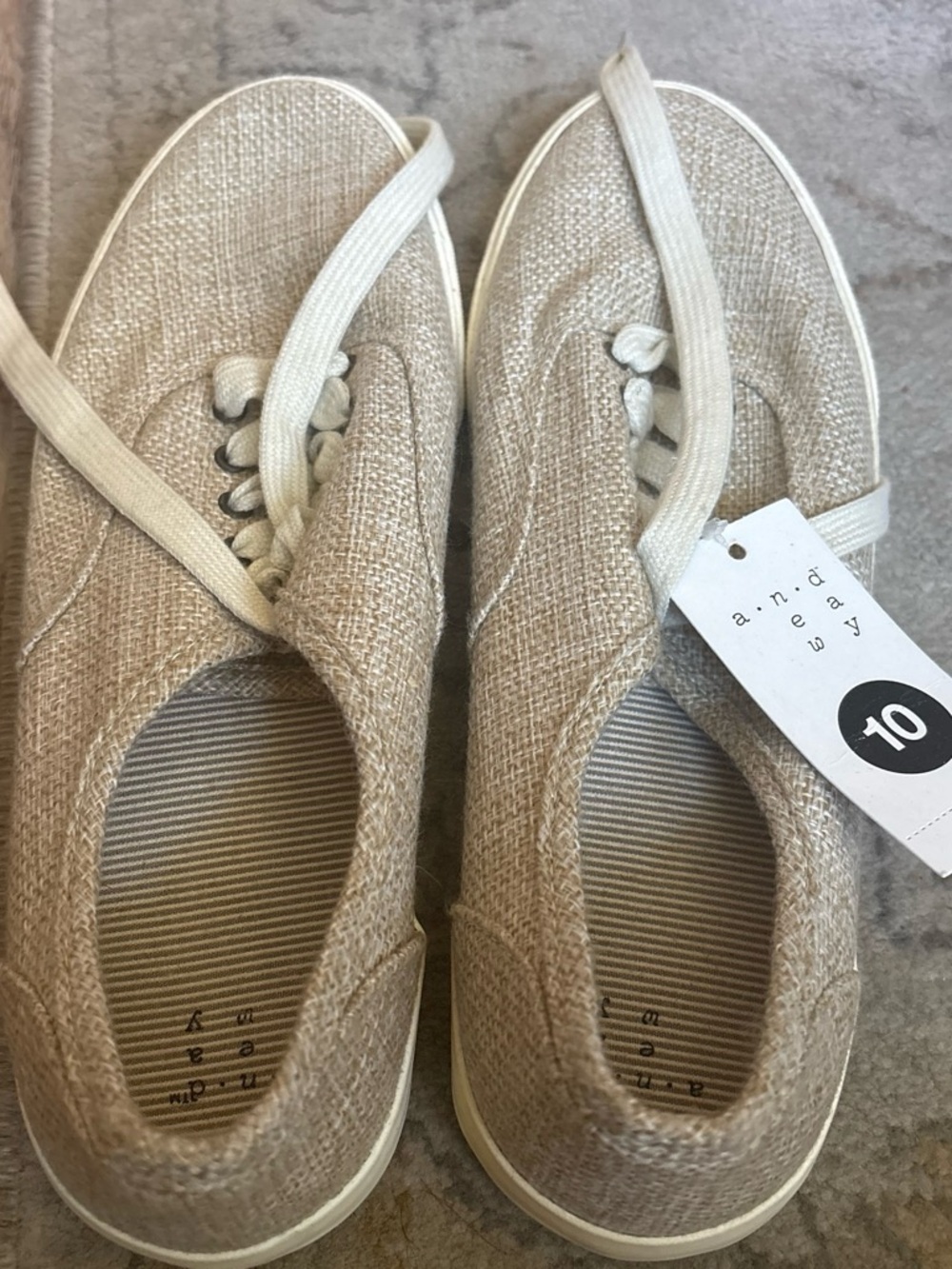 Casual Beige Slip-On Sneakers - Size 10